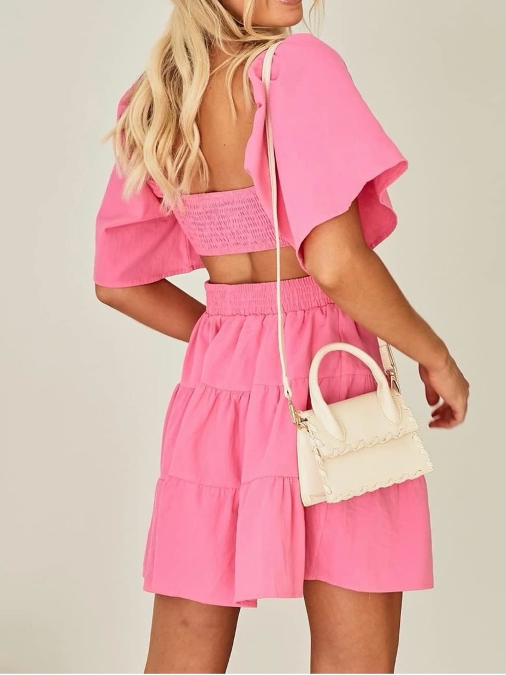 Pink  Cutout Dress - Stylish Summer Look - Picture 2 of 2